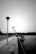 black and white photo of a port in new york