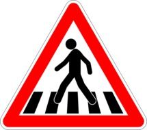 road sign with a silhouette of a pedestrian