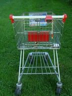 metal cart on green grass