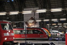 trains at central station in Frankfurt