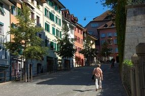 colorful buildings at old street, switzerland, bremgarten