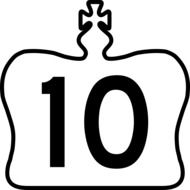 street signage with number ten, black outline