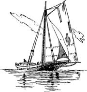 sailing boat on still water, illustration