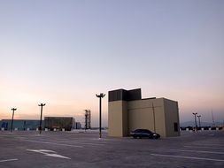 empty parking at dusk