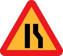 narrowing roadsign