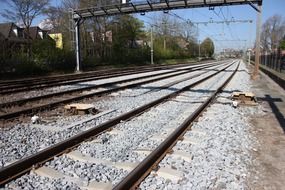 perspective of railway tracks in countryside