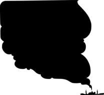 Silhouette of the ship and smoke clipart