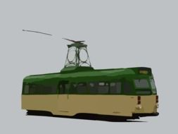 green-yellow retro tram