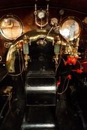 open engine of old steam locomotive