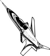 black and white drawing of a military aircraft