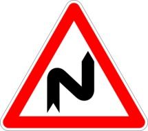 double curve road sign