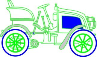 drawing of a vintage car in green
