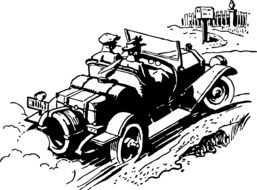 drawing of a vintage coupe