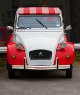 red-white retro car citroen