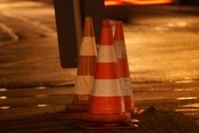 traffic cones as a warning on the road