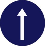 straight arrow on a round road sign