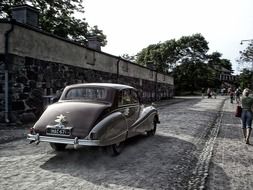 wedding car on the street of a Helsinki