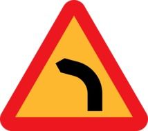 road sign about dangerous turn left