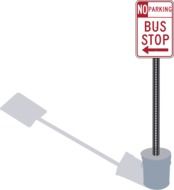 bus stop no perking road sign drawing