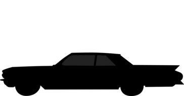 graphic image of a black silhouette of a vintage american car