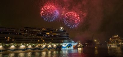 fireworks above the cruise ship