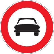 prohibition sign depicting a black car