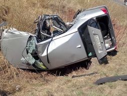 car in a ditch after an accident