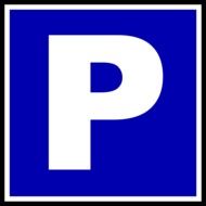 parking, blue road sign