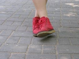 walk in red shoes