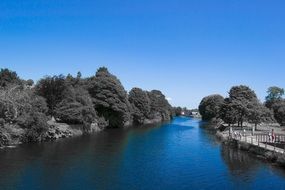The blue stream of the river