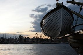 lifeboat at sunset