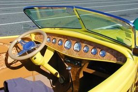 dashboard on a yellow car