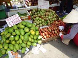 street selling fruit in Vietnam