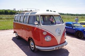 retro volkswagen bus in parking