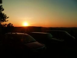 Sunrise on the cars