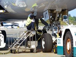 repair work near the aircraft