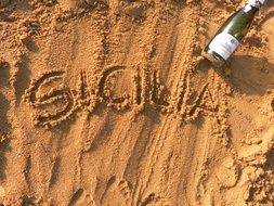 Sicily Palermo champagne on the beach