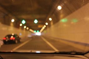 car traffic in the tunnel