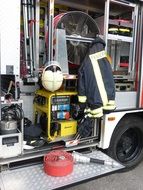 firefighter’s uniform on Fire truck