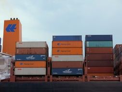multicolored stacked containers in port, germany, Hamburg