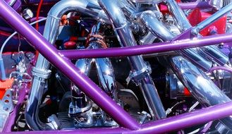 metal glossy tubes of car