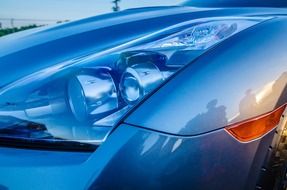 detail of a blue car