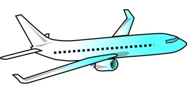 White and turquoise airplane drawing at white background