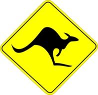 yellow sign with kangaroo