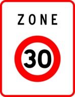 30 km/h speed zone as a sign