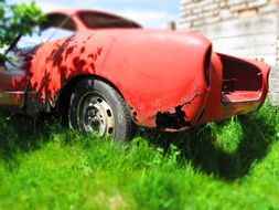 rusted red car