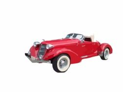 red vintage car on a white background