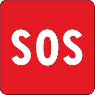 inscription sos on a red sign