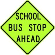 traffic sign about school bus stop