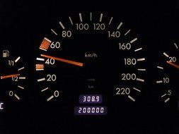 mileage on the speedometer